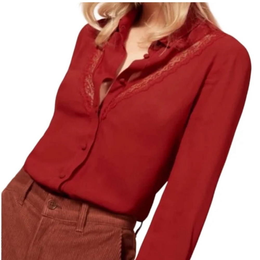 Paulina viscose blouse in crimson